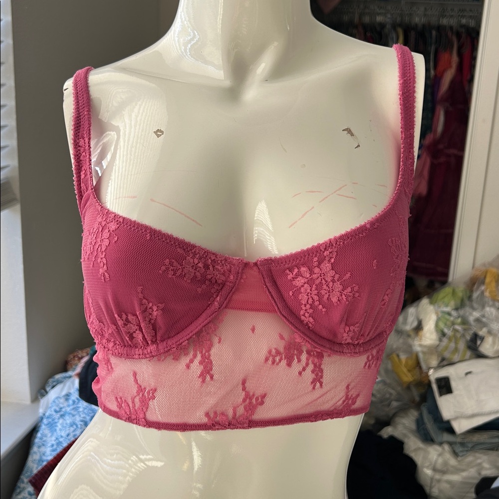 URBAN OUTFITTERS OFU LACE CORSET UNDERWIRE BRALETTE BRA SIZE 32C NWOT